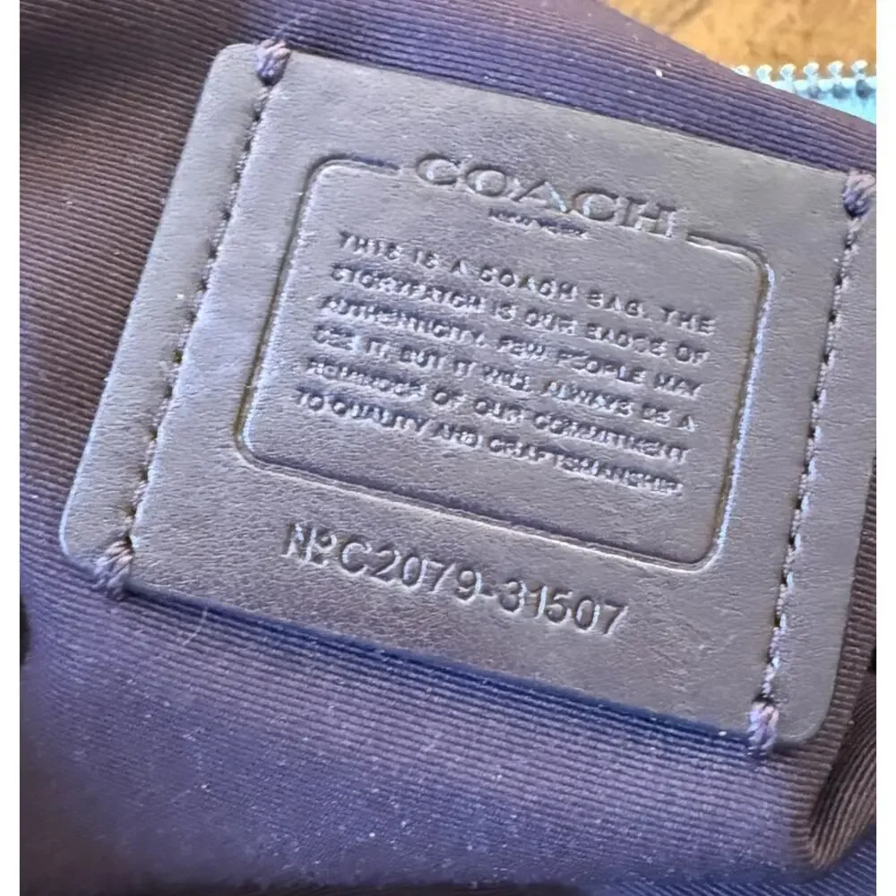 Coach Abbey Gray/Green Pebbled Leather Hobo Shoulder Bag Silver Hardware Slouchy - Picture 3 of 10